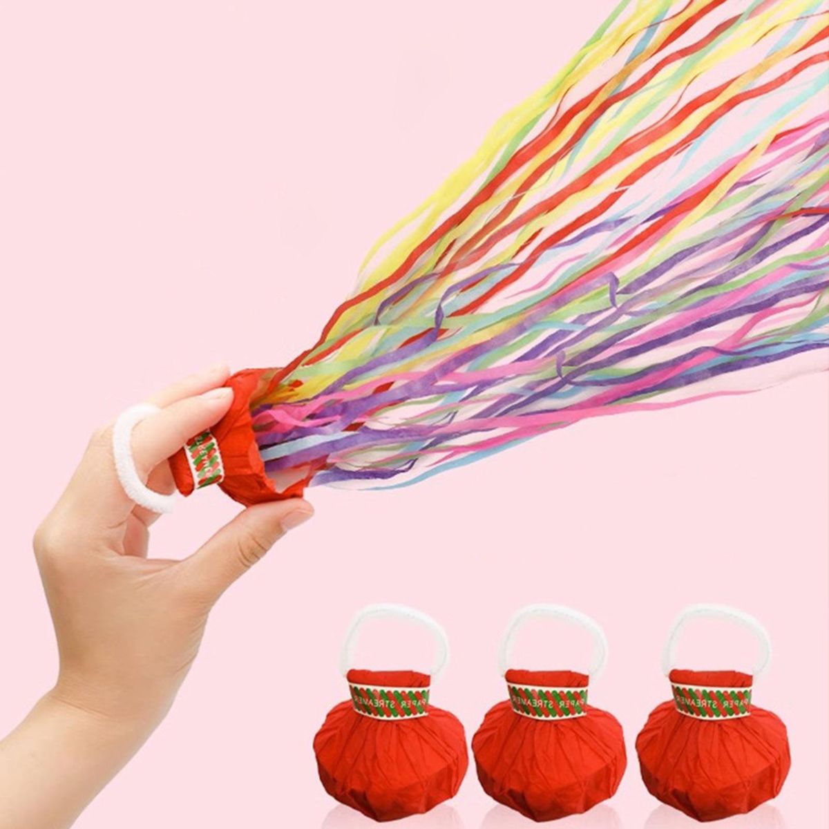 Hand Throw Streamers 10pcs Celebration Streamer Popper Set for Parties Multicolor