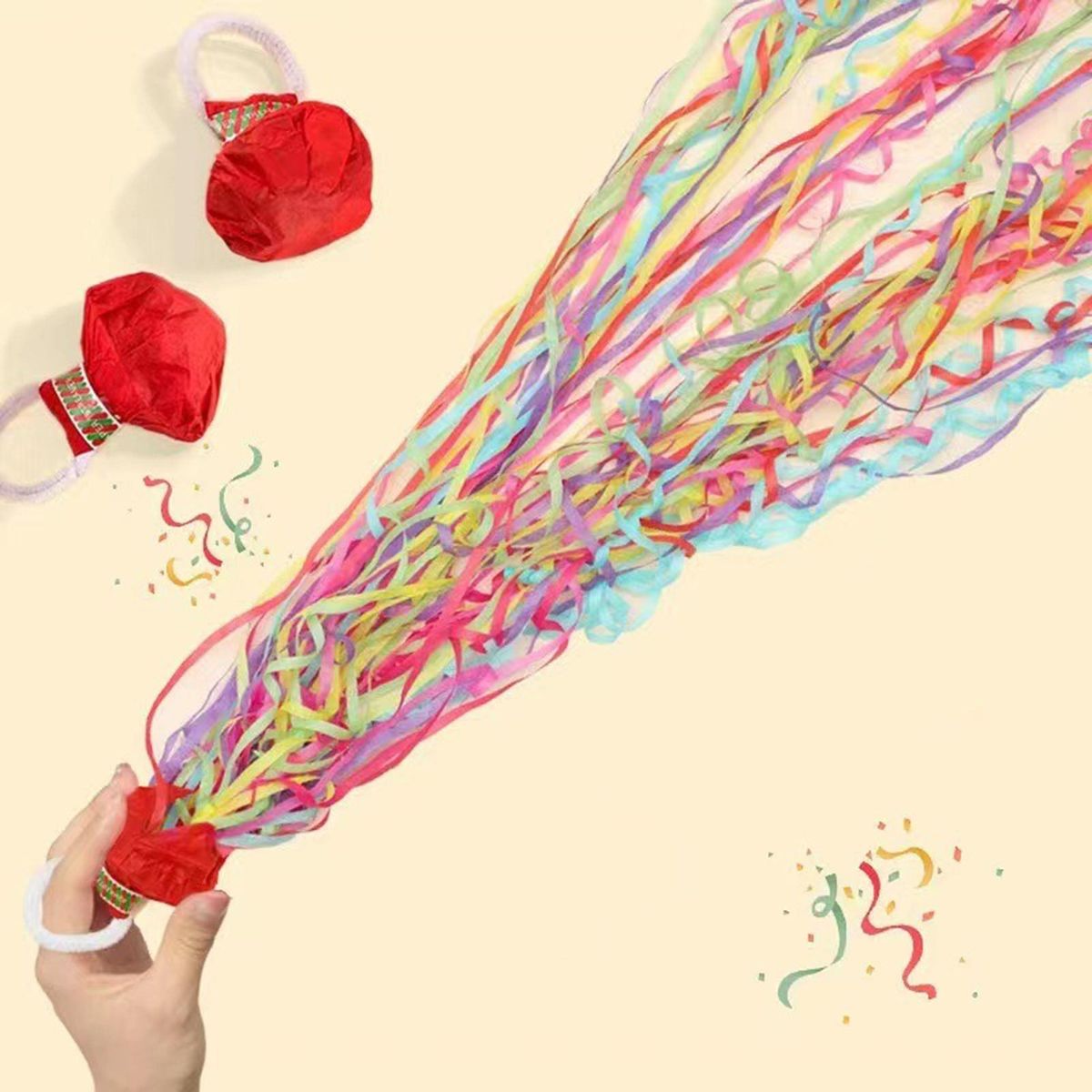Hand Throw Streamers 10pcs Celebration Streamer Popper Set for Parties Multicolor