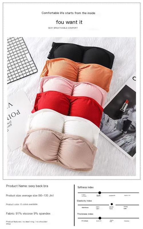 2PC Sexy Lingerie Strapless Brassiere Top Push Up Bras Gifts