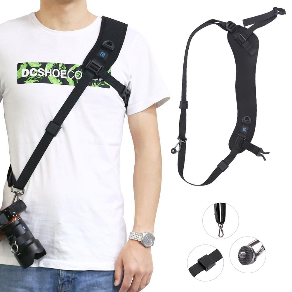PULUZ Camera Strap Quick Release Shoulder Belt Anti-Slip Soft Pad Belt Quick Rapid Shoulder Sling with Metal Hook for SLR/DSLR Cameras