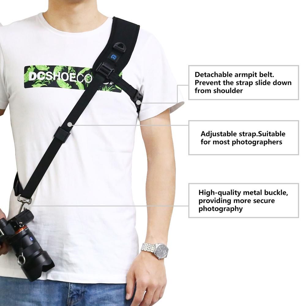 PULUZ Camera Strap Quick Release Shoulder Belt Anti-Slip Soft Pad Belt Quick Rapid Shoulder Sling with Metal Hook for SLR/DSLR Cameras