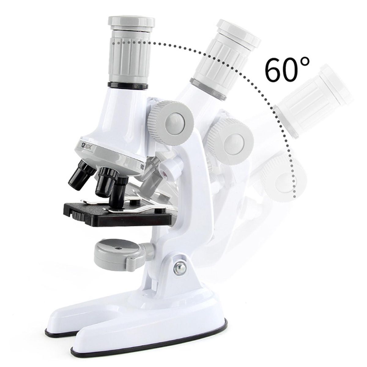 1 Set Children 100X600X1200X Multiple Objective Lens Student Kit White