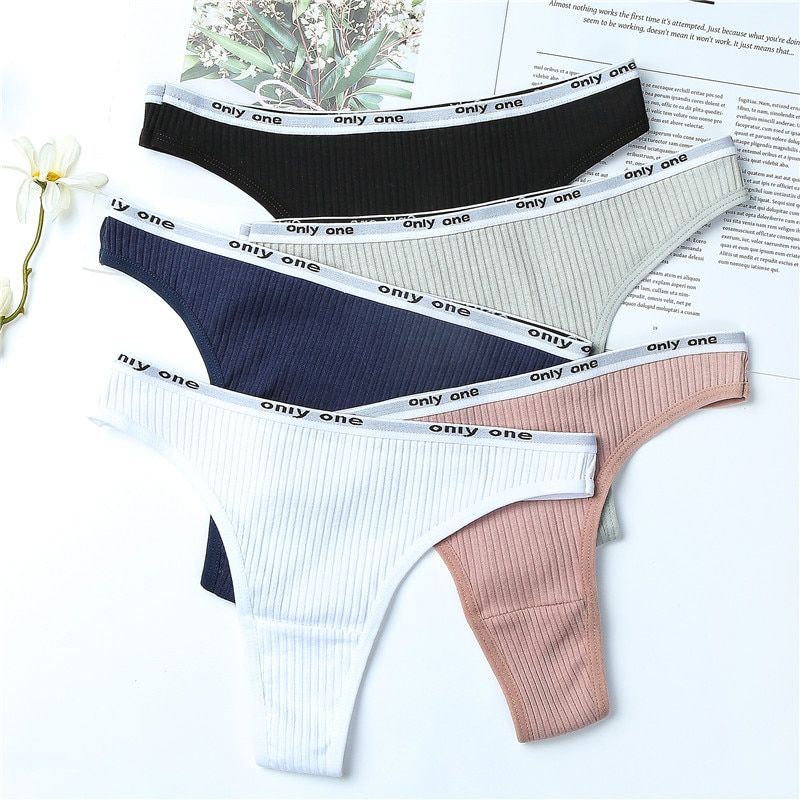 3Pcs/Lot Women's Cotton G-String Thong Panties String  Women Briefs Y Lingerie Pants Intimate Ladies Letter Low-Rise