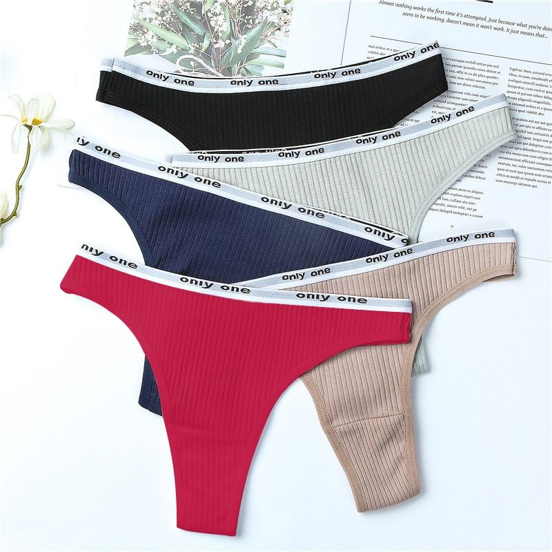 3Pcs/Lot Women's Cotton G-String Thong Panties String  Women Briefs Y Lingerie Pants Intimate Ladies Letter Low-Rise