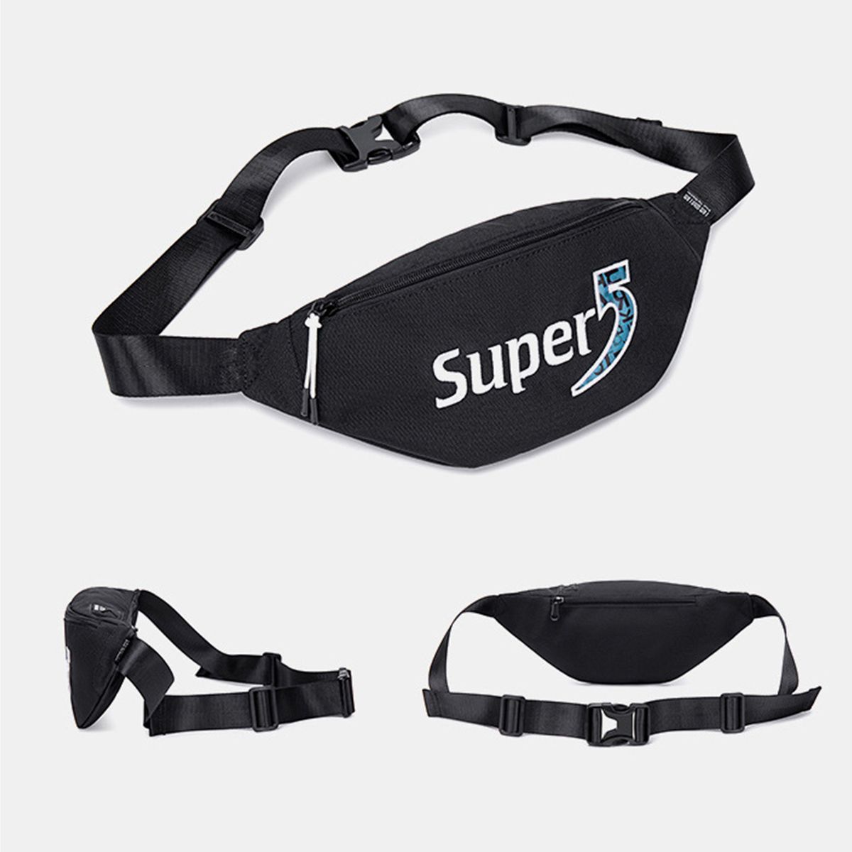 Women Men Waist Bag With Pocket Zip Adjustable Strap Bumbag