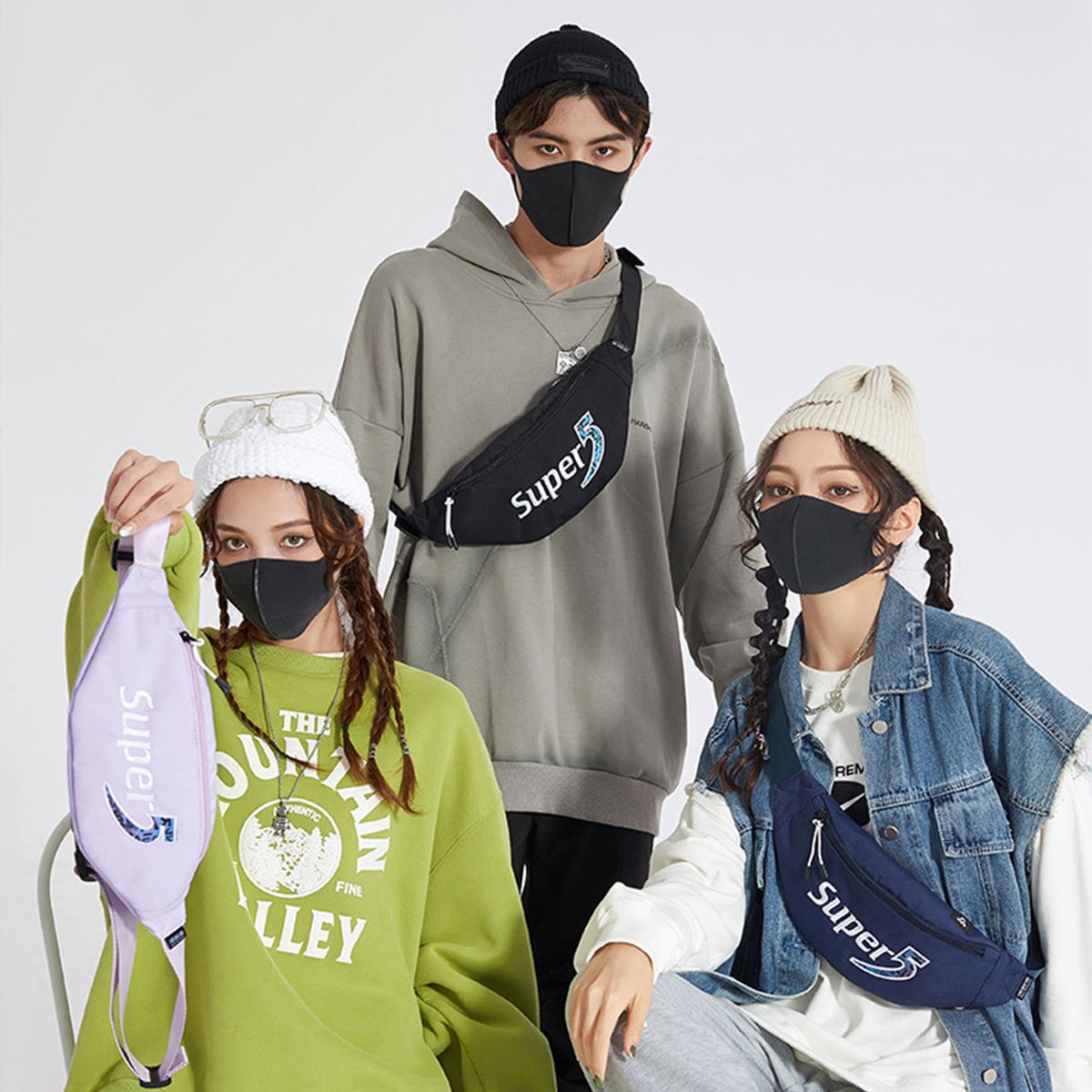 Women Men Waist Bag With Pocket Zip Adjustable Strap Bumbag