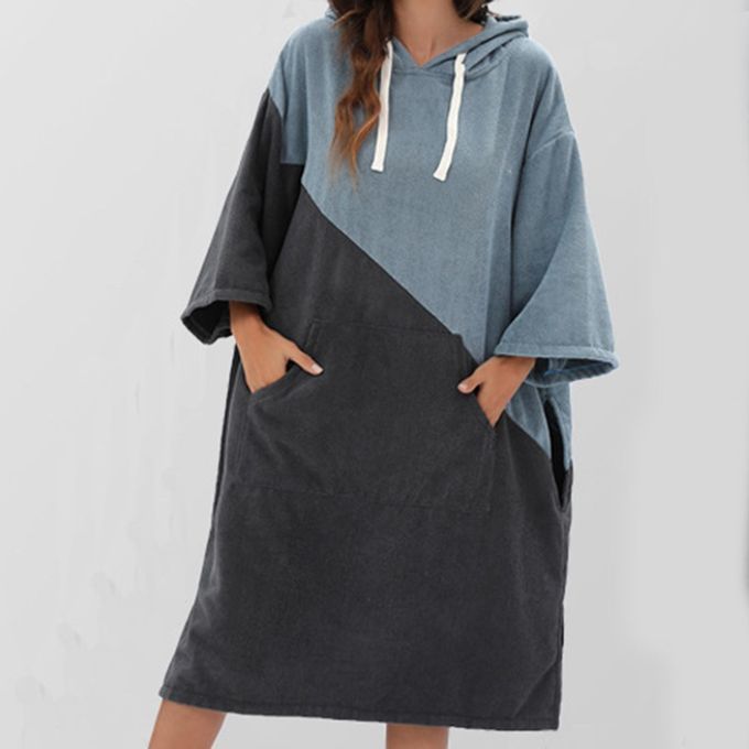 Beach Surf Poncho Microfiber Changing Robe Surfer Diagonal Stripes