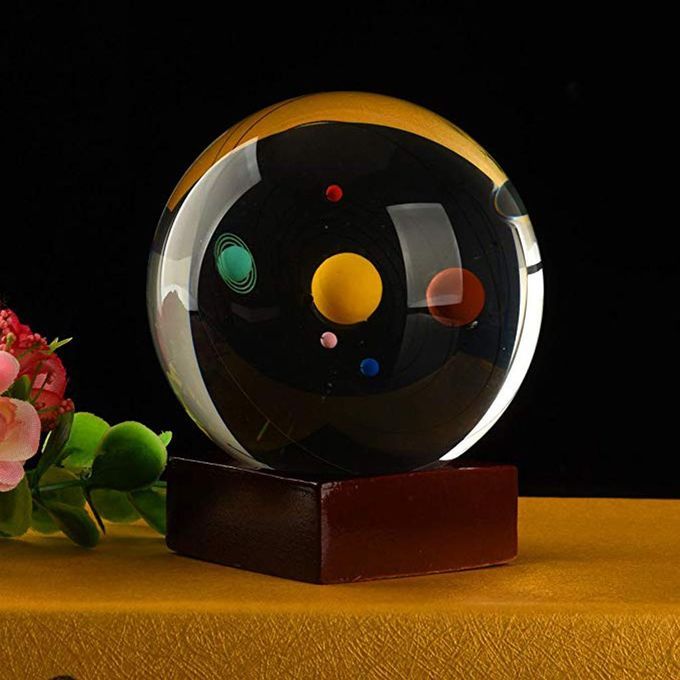 Clear Solar System Glass Crystal Ball Kids Educational Astronomy