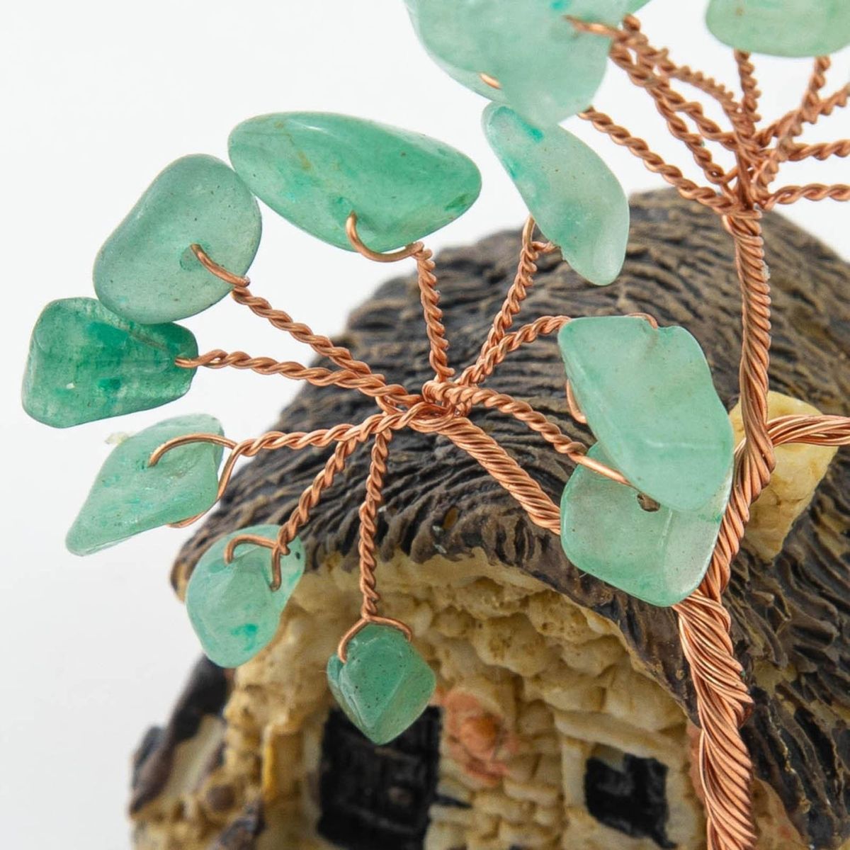 House Model Copper Wire Crystal Natural Gemstone Money Tree Life Decoration Healing Energy Good Luck