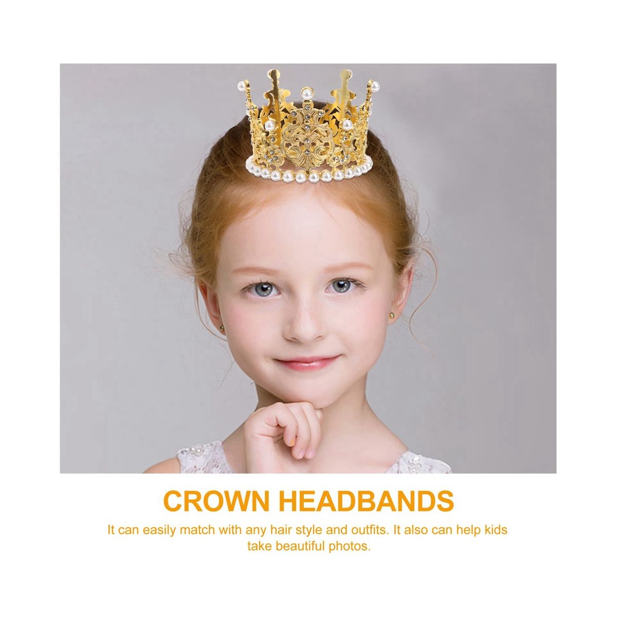 2Pcs Mini Crown Cake Topper Pearl Rhine Queen Princess