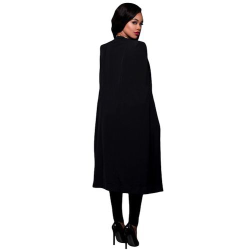 Women Long Cloak Cape Blazer Coat Cardigan Split Jacket Slim Office OL Suit