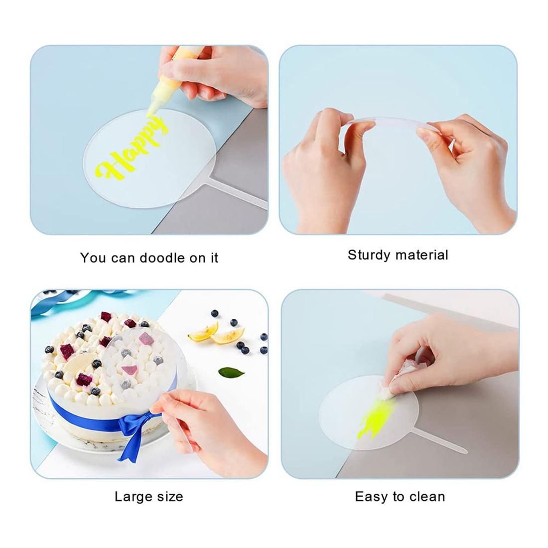 Blank Acrylic Cake Toppers, 15Pccs Clear Circle DIY Birthday Topper