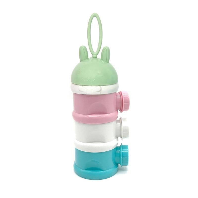 Green Lid Pet Snack Container Portable Stackable 3 Layer