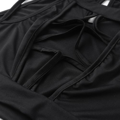 Two Piece Sets For Ladies Turtleneck Sleeveless Sexy Hollow Out Crop Top High Waist Split Pants Party Club Fashion Women's Set（#Black）