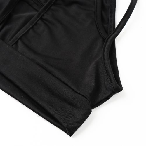 Two Piece Sets For Ladies Turtleneck Sleeveless Sexy Hollow Out Crop Top High Waist Split Pants Party Club Fashion Women's Set（#Black）