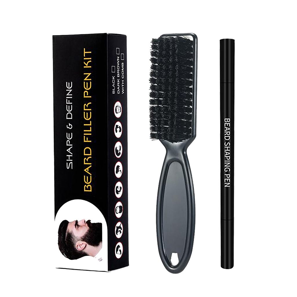 2 In 1 Waterproof Hair Moustache Eyebrow Beard Filler Pen Long