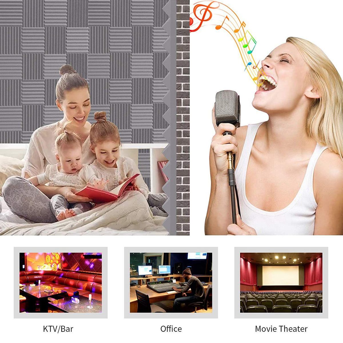24Pack 1 Inch X 12 Inch X12 Inch Soundproof Foam Panels