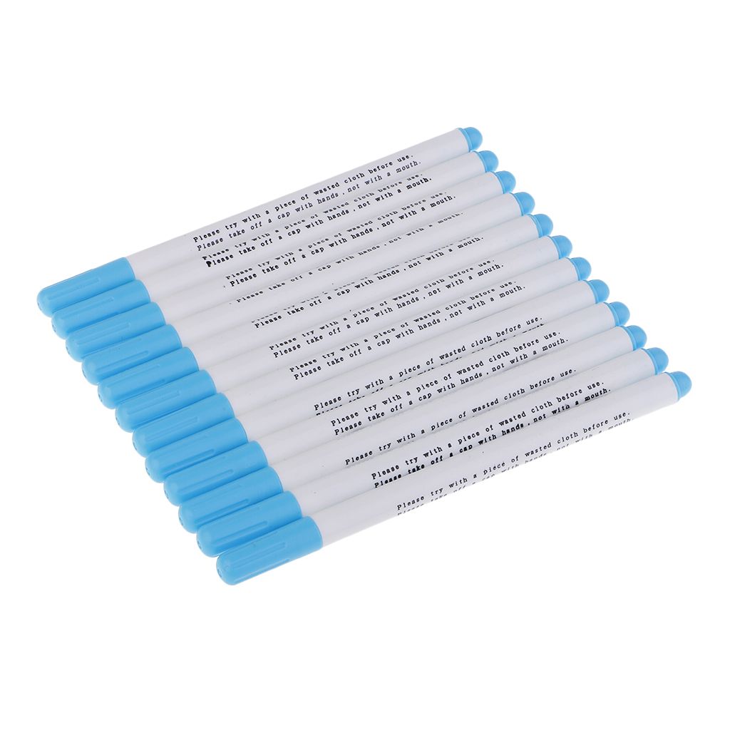 12x Air Water Erasable Pen Marker For Fabric Marking Sewing Blue