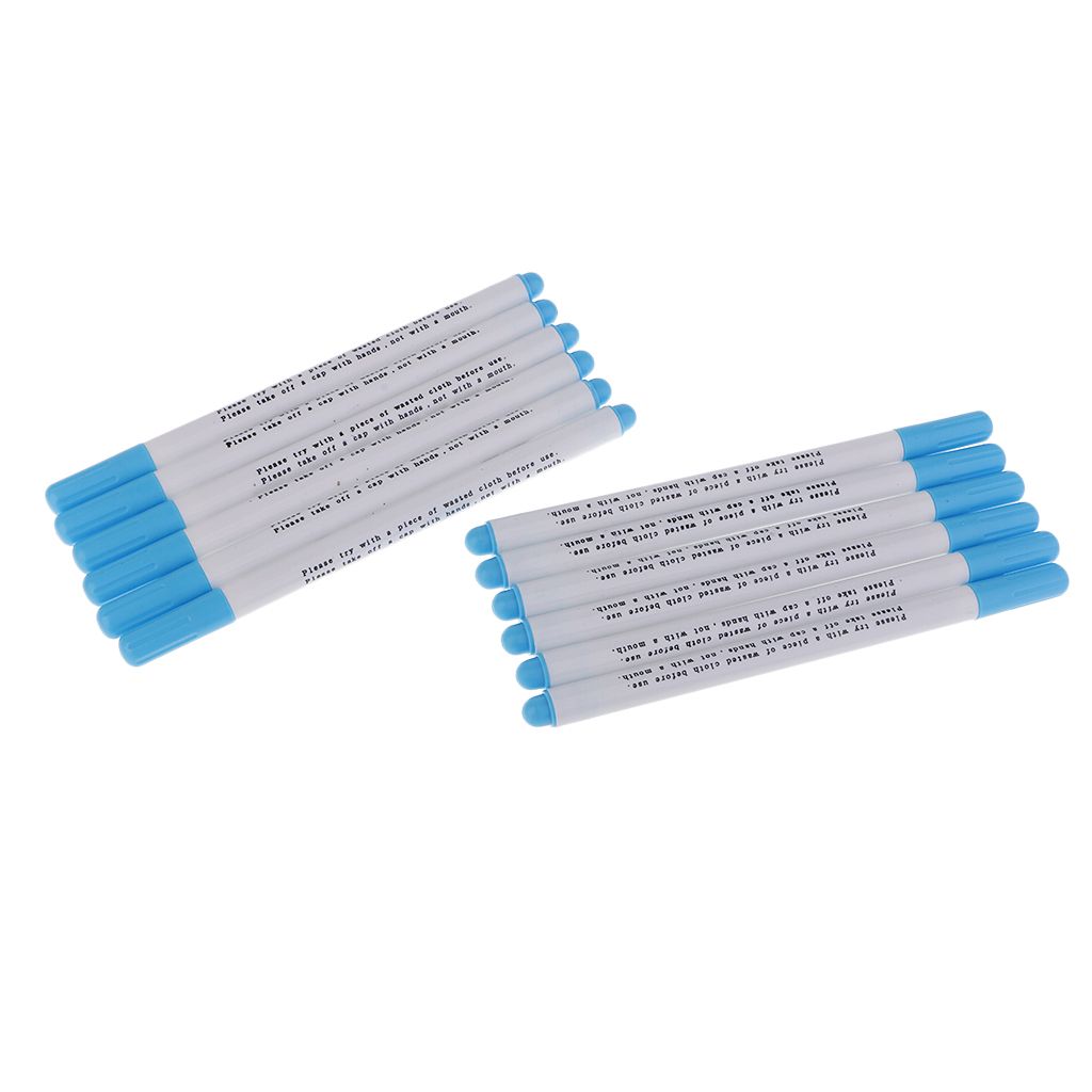 12x Air Water Erasable Pen Marker For Fabric Marking Sewing Blue