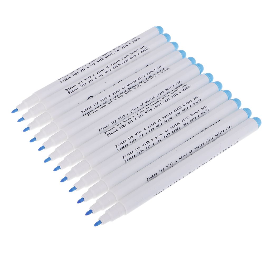 12x Air Water Erasable Pen Marker For Fabric Marking Sewing Blue