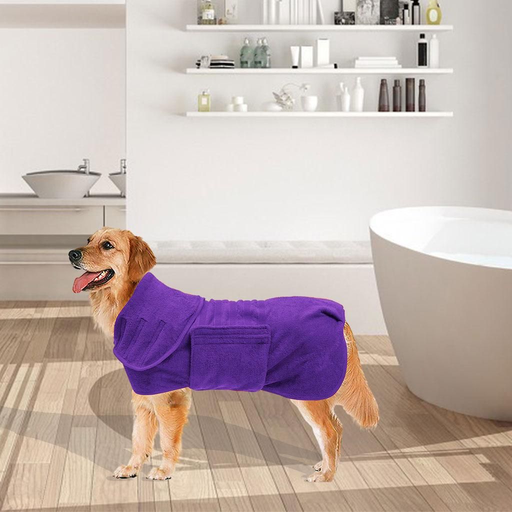 Dog Bathrobe Bath Towel Quickly Absorb Moisture Quick Drying Purple XL