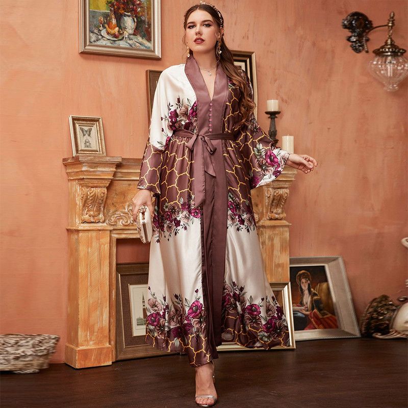 Sweet V-neck Printing Basic Fitness Female Plus Size Dresses