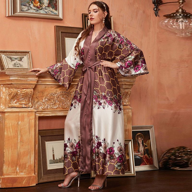 Sweet V-neck Printing Basic Fitness Female Plus Size Dresses