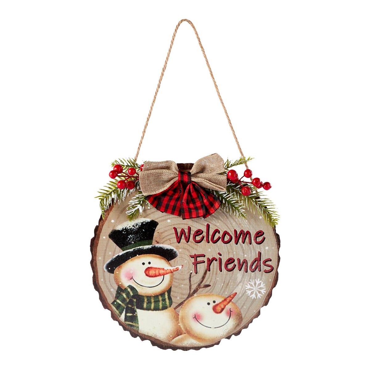 12 Inch Snowman Christmas Wood Hanging Sign  Merry Christmas Front Door Sign Wreath Door Hanger Sign for Wall Rustic Farmhouse Party Decoration