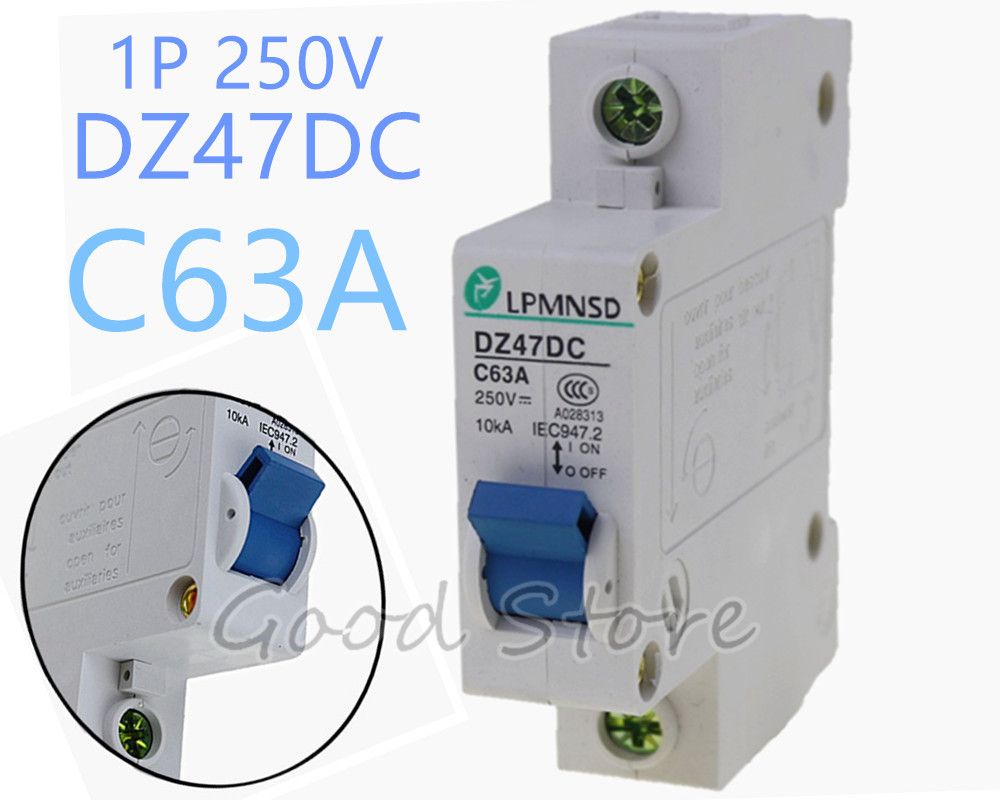 1P DZ47 Solar 63A Photovoltaic Breaker DC 250V Circuit DC
