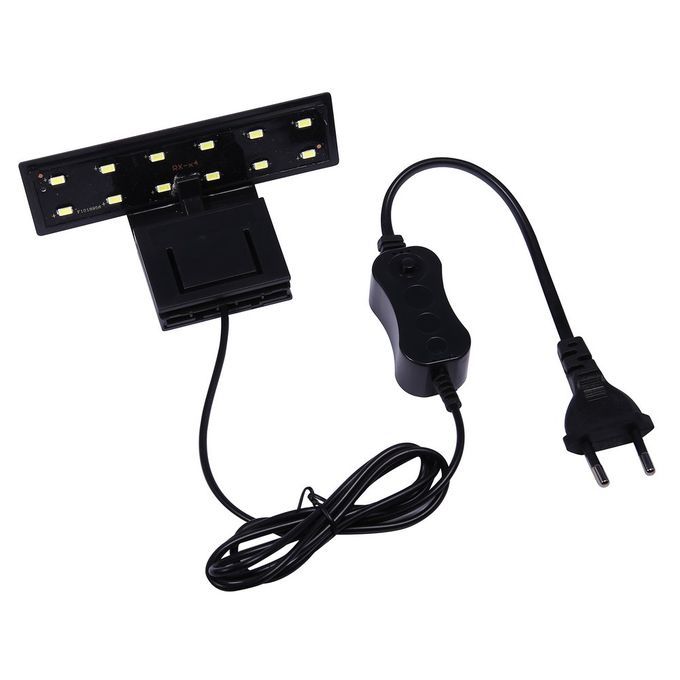 12 LED Clip On Clamp Lamp For Small Aquarium Fish Tank 5W 220V EU Plug Black