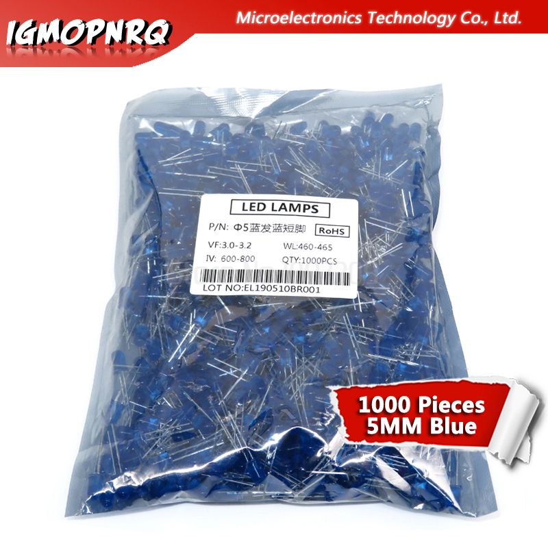 1000pcs Blue Green Red Yellow White Orange 5mm Led Light-emitting Diodes