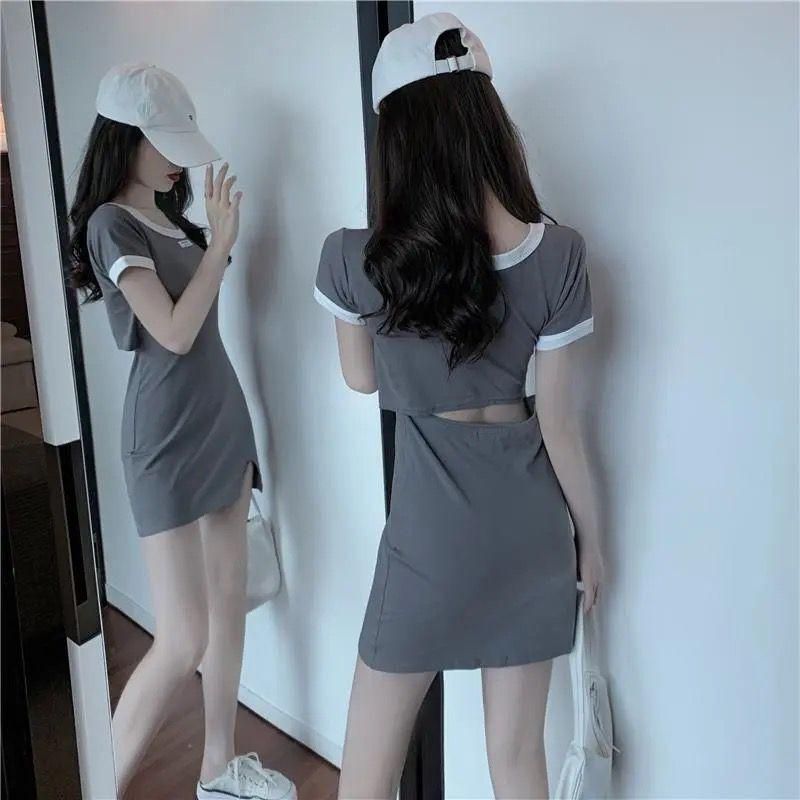 Hong Kong Style Split Hip Skirt Slim Fit Backless Slimming Temperament Skirt Lightly Mature Dress for Women 2021 New Autumn