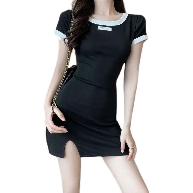 Hong Kong Style Split Hip Skirt Slim Fit Backless Slimming Temperament Skirt Lightly Mature Dress for Women 2021 New Autumn