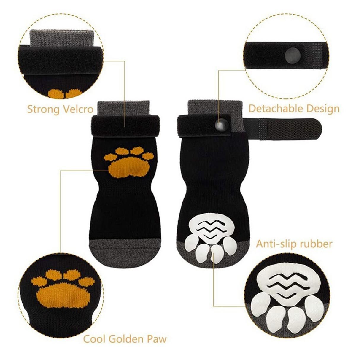 8 Pieces Anti Dog Socks Non- Dog Socks with Adjustable Strap Traction Control for Indoor on Hardwood Floor Wear
