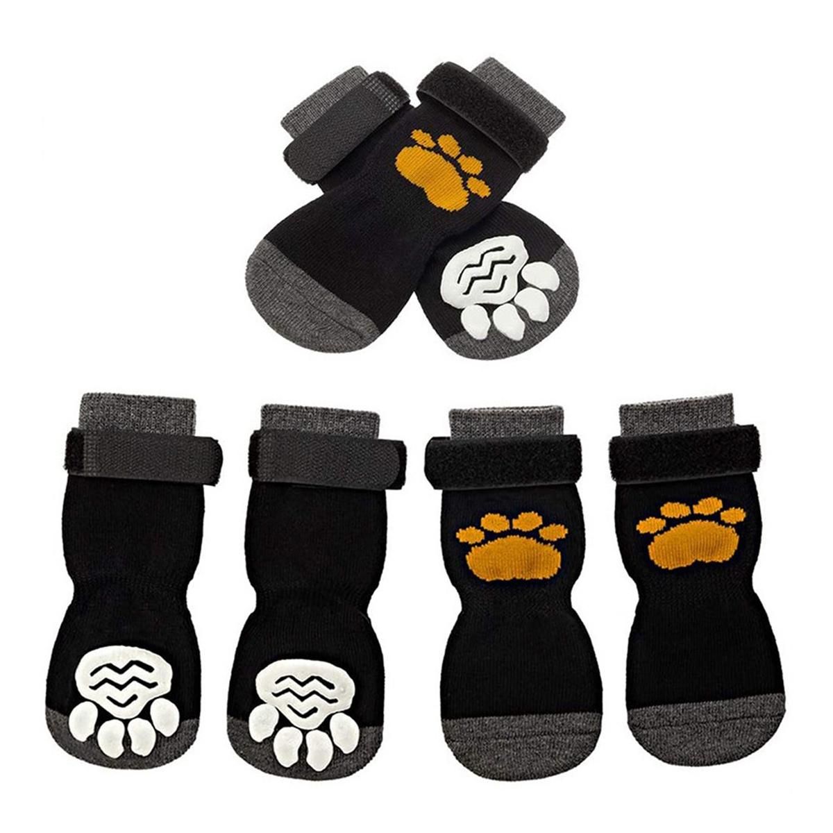 8 Pieces Anti Dog Socks Non- Dog Socks with Adjustable Strap Traction Control for Indoor on Hardwood Floor Wear
