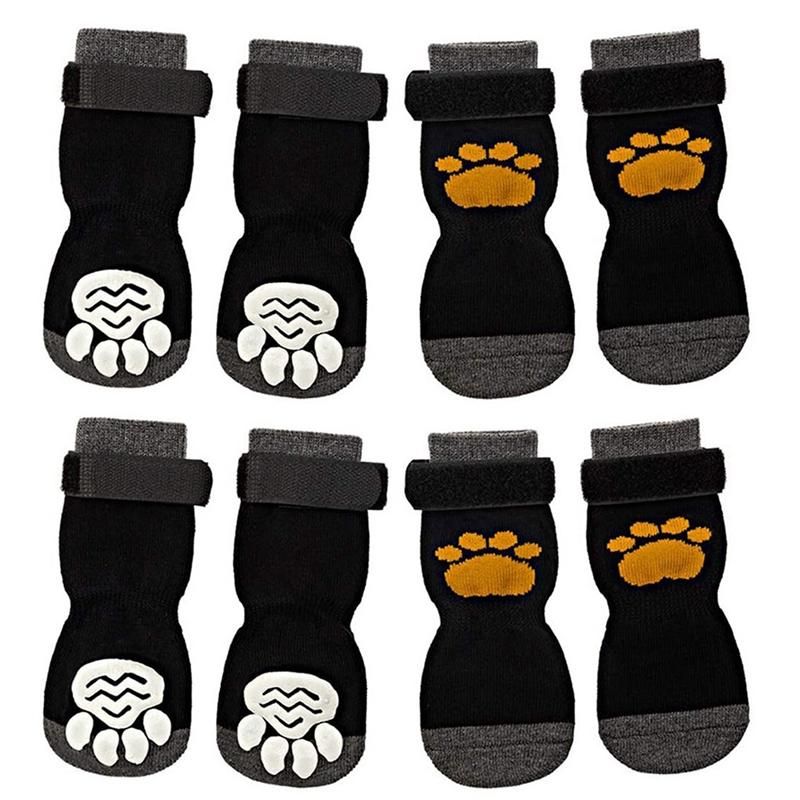 8 Pieces Anti Dog Socks Non- Dog Socks with Adjustable Strap Traction Control for Indoor on Hardwood Floor Wear