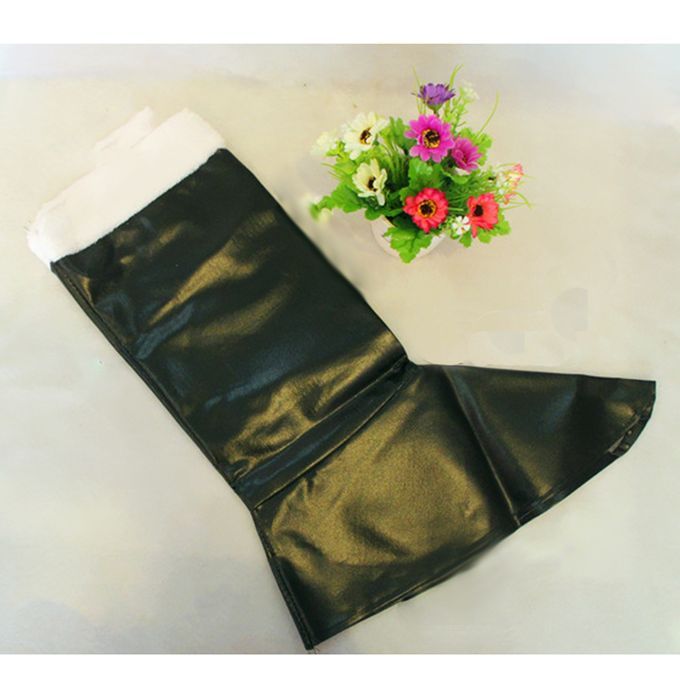 Cute Father Christmas Santa Xmas Black Boots Covers Furry Costume