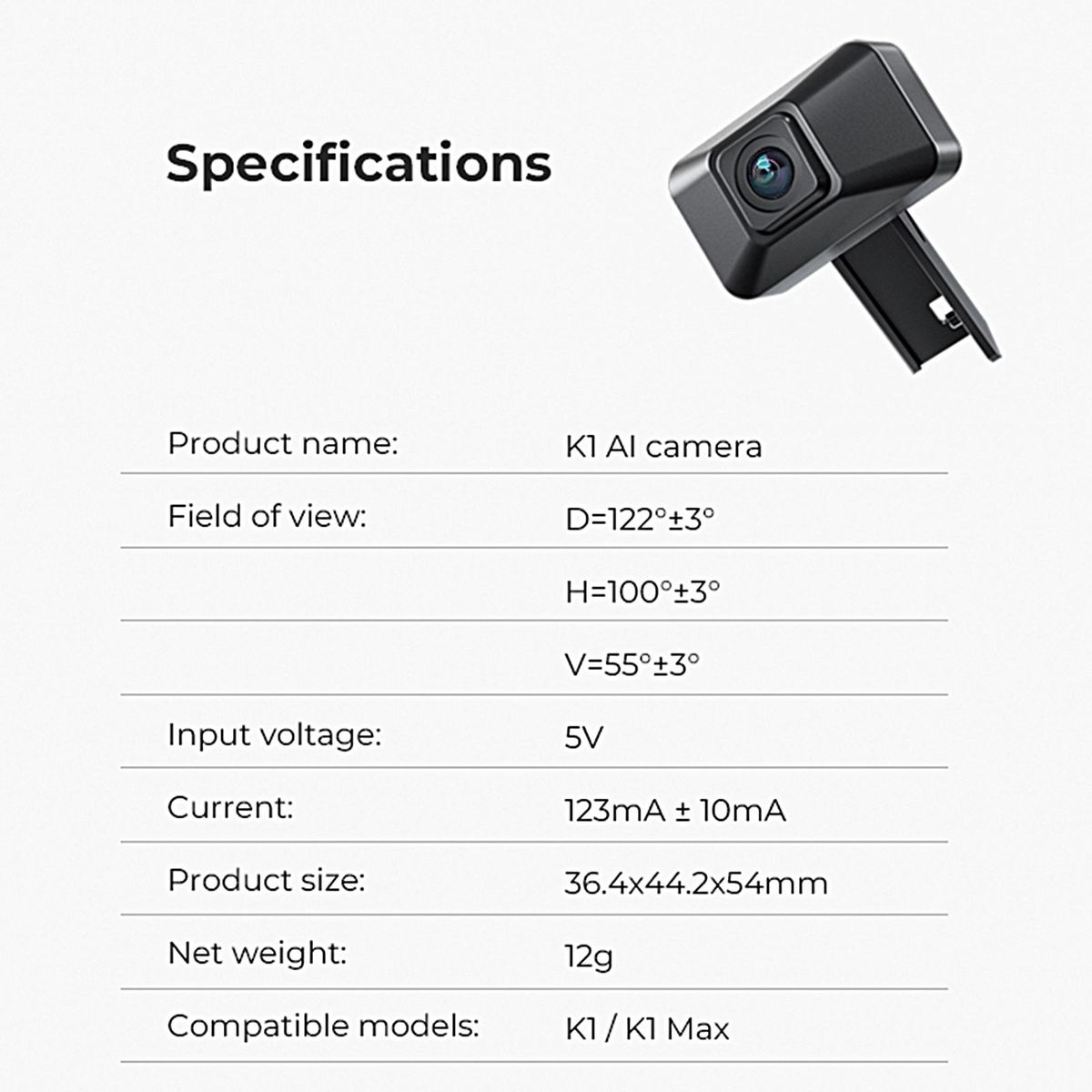 Creality  K1 AI Camera Control Intelligent Assistant Support Real Time Viewing and HD Quality Time-lapse Filming Suitable for K1 / K1 Max 3D Printers