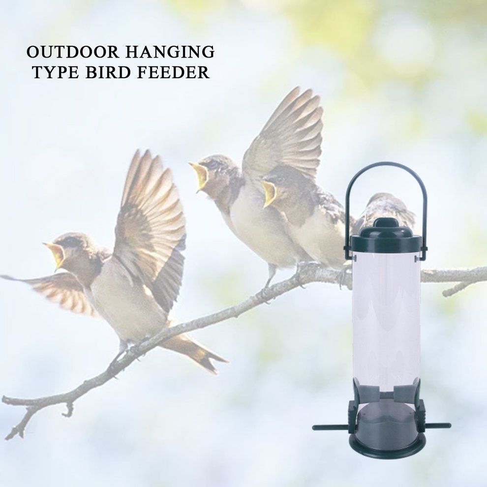 1p S Bird Feeder Portable Outdoor Bird Feeding Tube Hanging Wild Birds Feeder-bla K