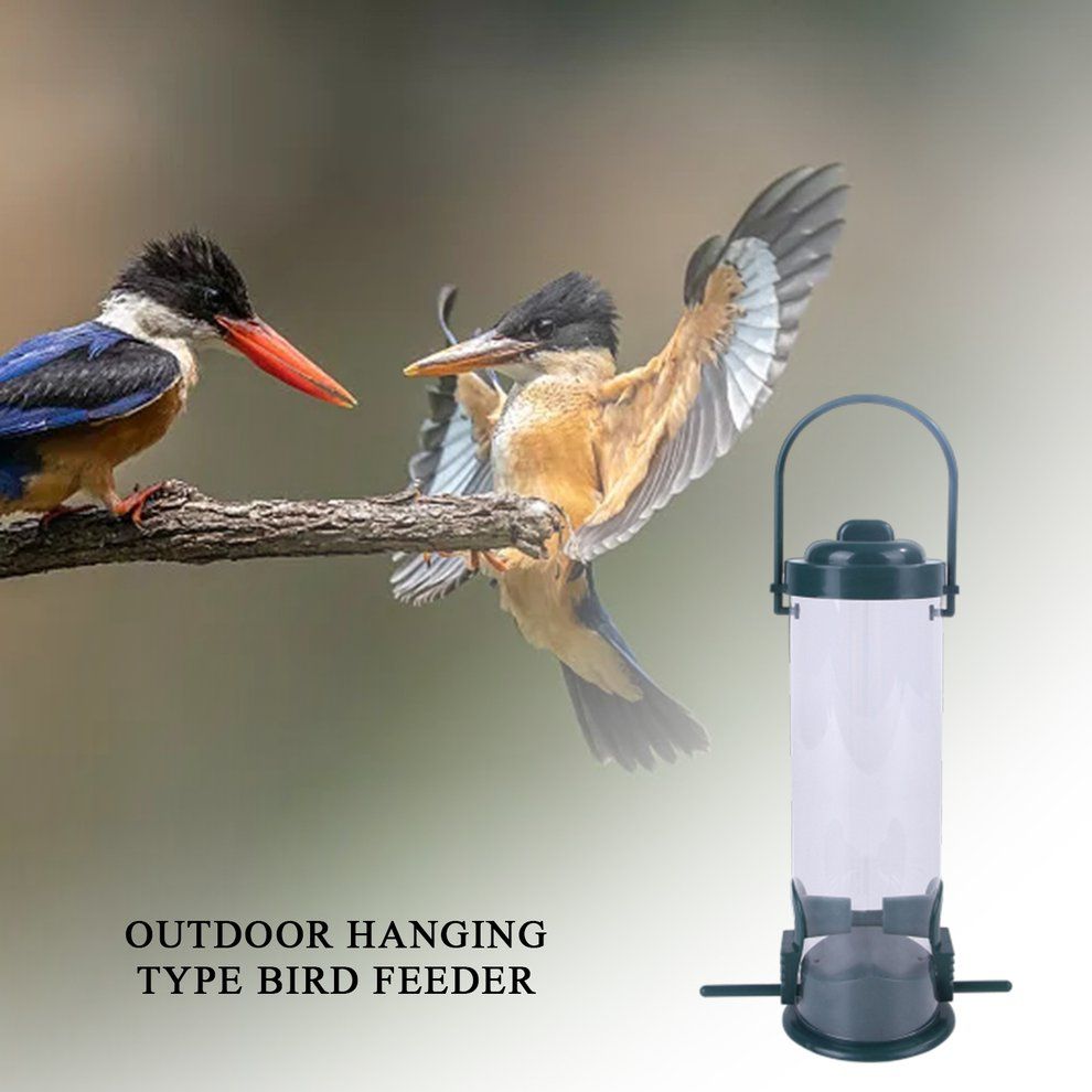 1p S Bird Feeder Portable Outdoor Bird Feeding Tube Hanging Wild Birds Feeder-bla K