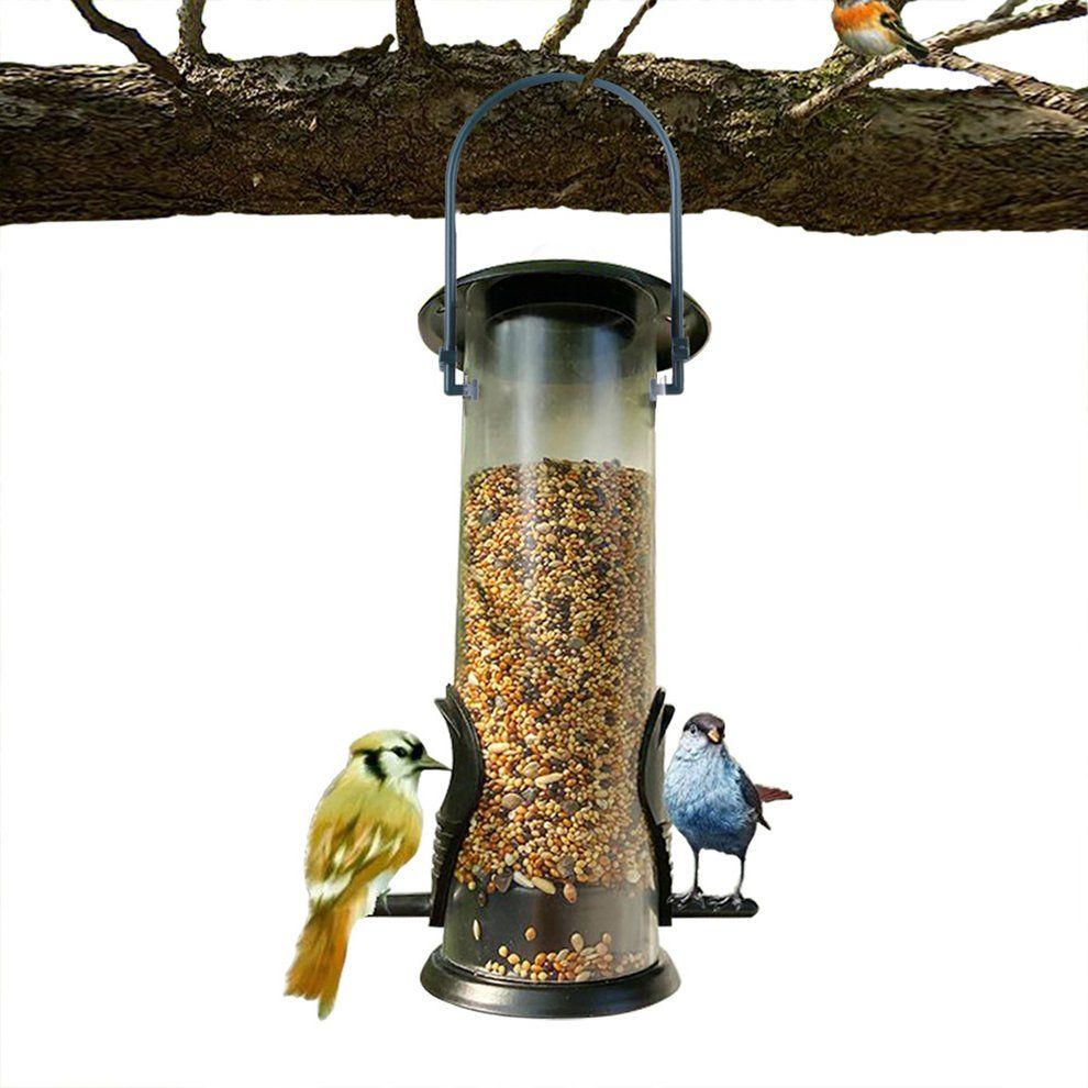 1p S Bird Feeder Portable Outdoor Bird Feeding Tube Hanging Wild Birds Feeder-bla K