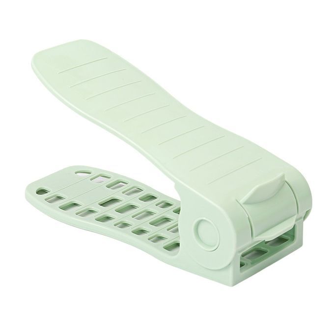 Solid  Olor Plasti  Shoes Storage Ra K Double Adjustable Shoes Organizer-milk Green