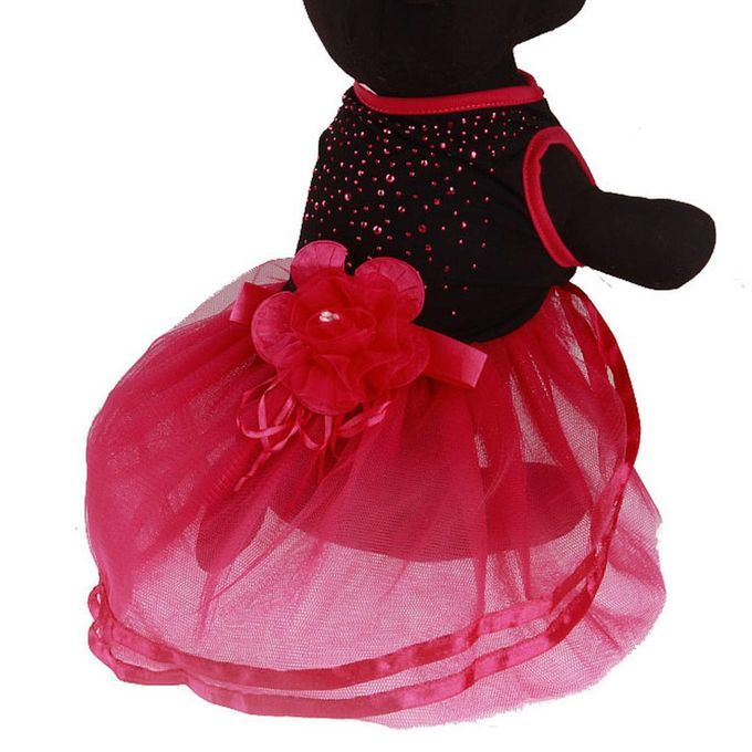 Puppy Dog Tutu Dress Doggy Tulle Layered Skirt Princess Clothes Red L