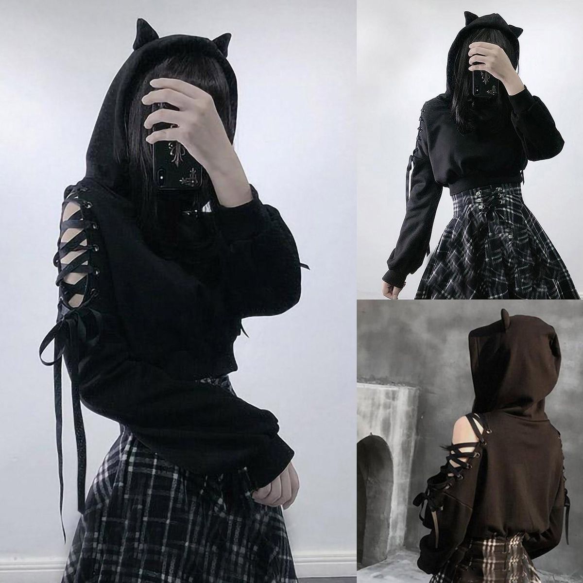 Women's Cat Ear Hoodie Pullover Long Sleeve Hooded Sweatshirt Cute Blo