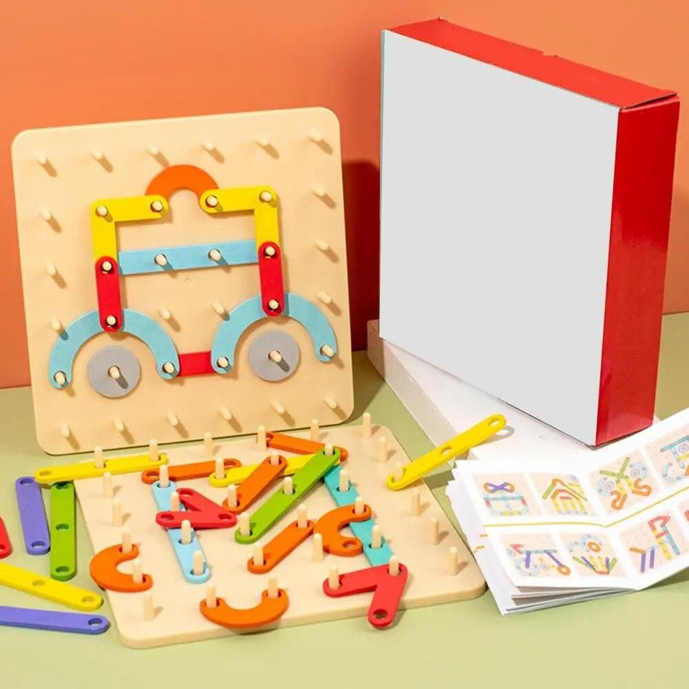 1 Set Brain Game Thickened Puzzle Fine Hand Movements Detailed Baby Toy Graphics Geometric Pegboard Puzzle for Child