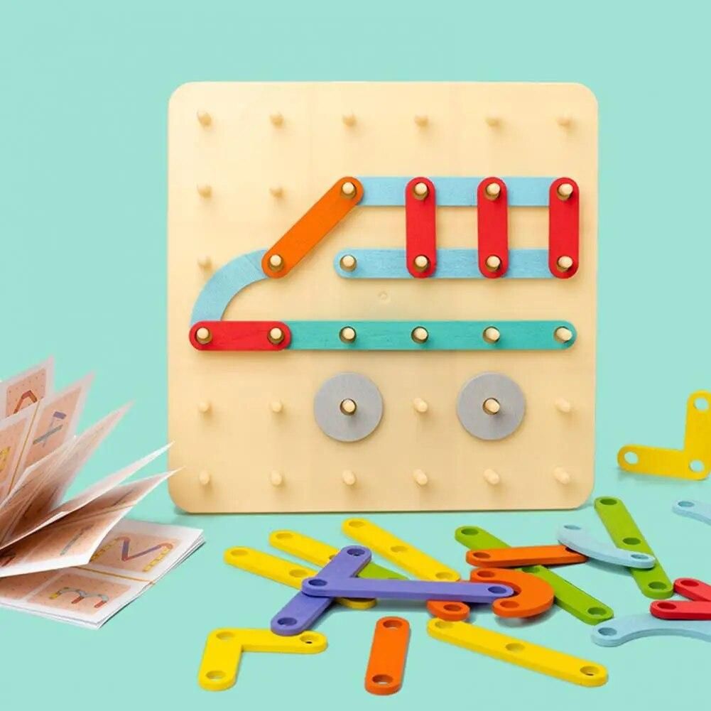 1 Set Brain Game Thickened Puzzle Fine Hand Movements Detailed Baby Toy Graphics Geometric Pegboard Puzzle for Child