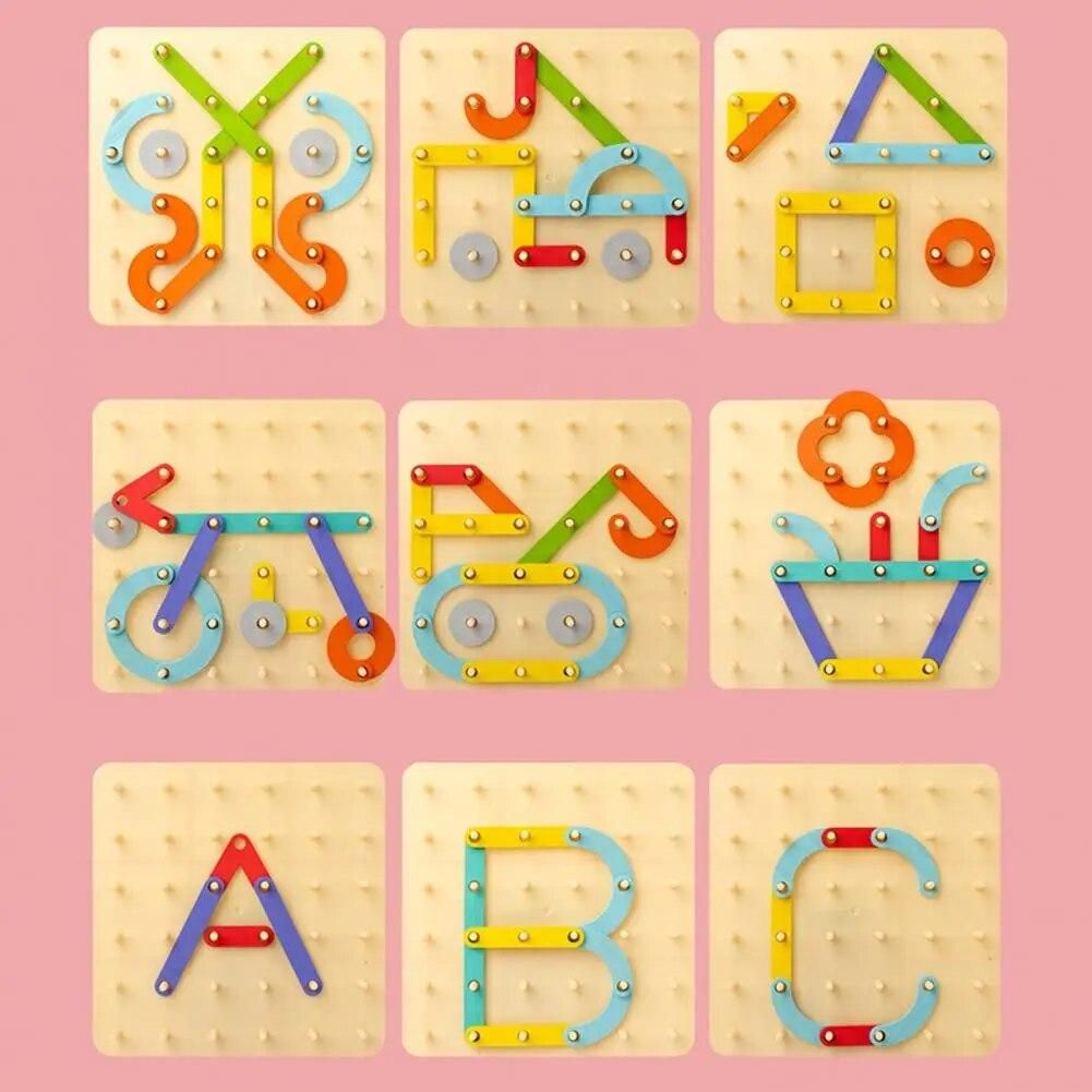 1 Set Brain Game Thickened Puzzle Fine Hand Movements Detailed Baby Toy Graphics Geometric Pegboard Puzzle for Child