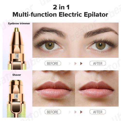 Painless Hair Removal Portable 2 In 1 Interchangeable Electric Epilator Shavers,Eyebrow Trimmer-N19