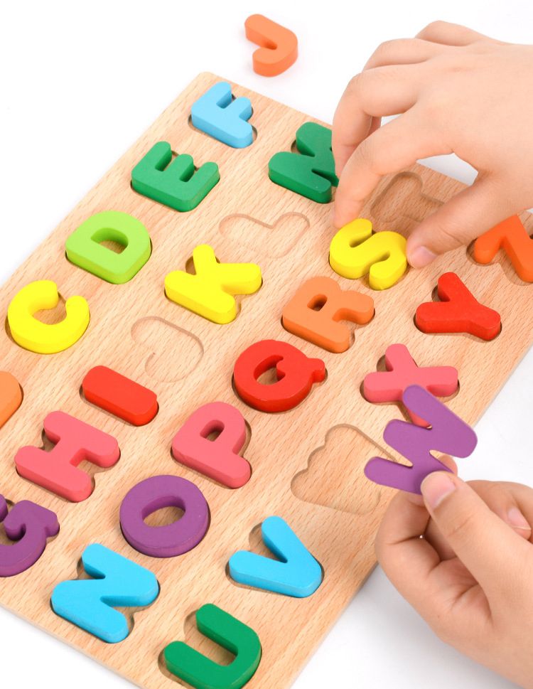 Kids Alphabetic Arithmetic Number Geometric Shapes Wooden