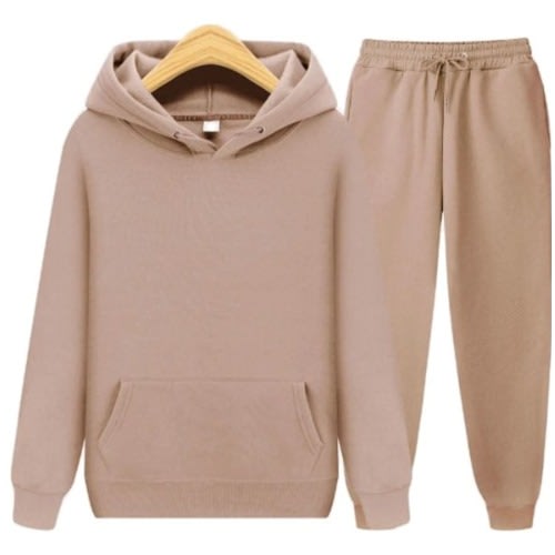 Unisex Plain Hoody And Jogger - Brown